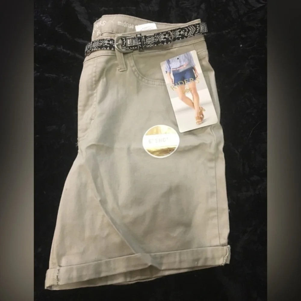 Riders by Lee- Mid Rise Tan Shorts. Size 12
